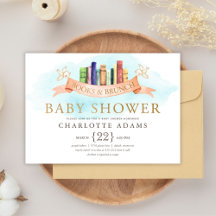 Boeken en Brunch Baby Shower Uitnodiging