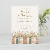 Boeken en brunch bruiloft feest uitnodiging (Staand voorkant)