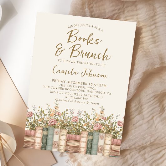 Boeken en brunch bruiloft feest uitnodiging