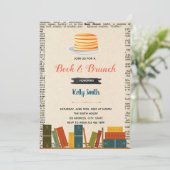 Boeken en brunch feest uitnodiging (Staand voorkant)