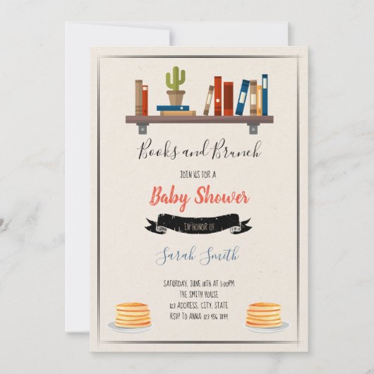 Boeken en brunch  showerfeest thema kaart (Voorkant)