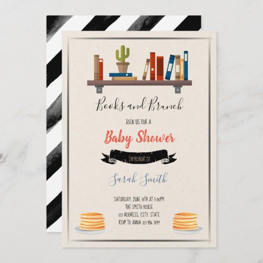 Boeken en brunch  showerfeest thema kaart (Voorkant / Achterkant)