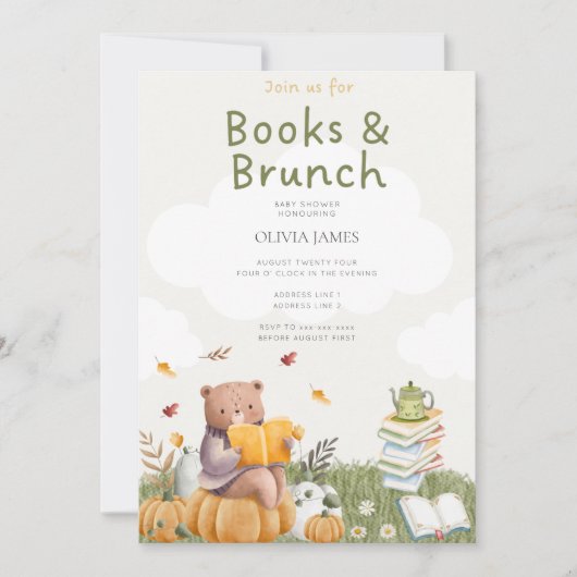 Boeken en Brunch storybook baby shower Kaart (Voorkant)
