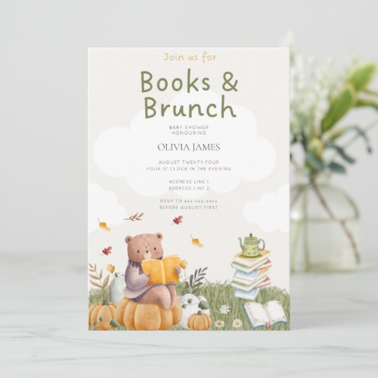 Boeken en Brunch storybook baby shower Kaart (Staand voorkant)