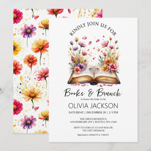 Boeken en Brunch Vrijgezellenfeest Kaart (Voorkant / Achterkant)