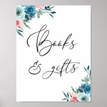 Boeken en cadeaubonnen Roze en Blauwe Floral Sign