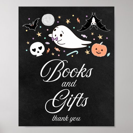 Boeken en cadeaubonnen voor halloween Baby shower Poster (Voorkant)