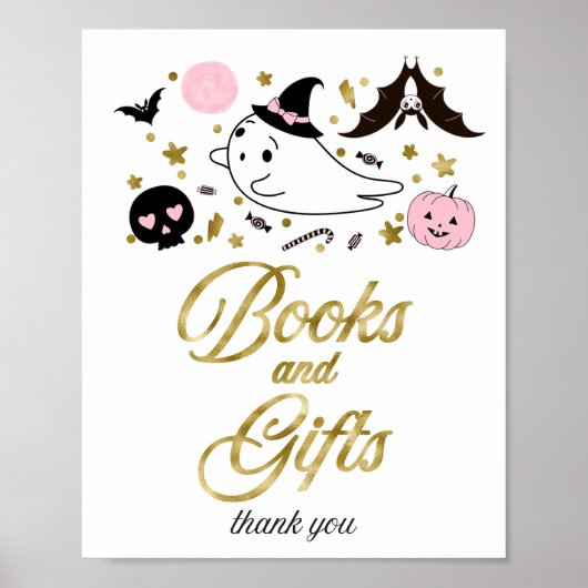 Boeken en cadeaubonnen voor halloween Baby shower Poster (Voorkant)