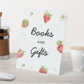 Boeken- en cadeaulijstteken voor aardbeienpartijen reclamebord met voetstuk (Insitu)