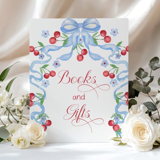 Boeken en cadeaus Cherry op de top Blue Bow Poster