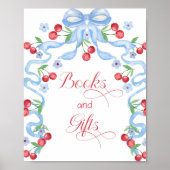Boeken en cadeaus Cherry op de top Blue Bow Poster (Voorkant)