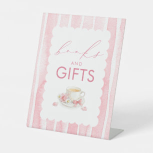 Boeken en cadeaus Roze Meisje Baby Shower Tafelbor Reclamebord Met Voetstuk