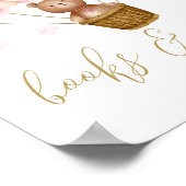 Boeken en cadeaus teddybeer roze babyshower bord poster (Hoek)