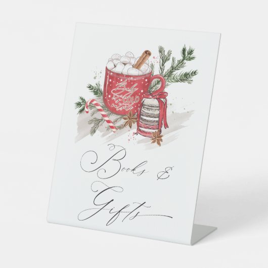 Boeken en cadeaus Winter Baby shower Reclamebord Met Voetstuk (Voorkant)