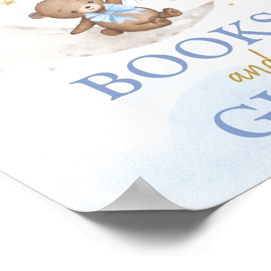 Boeken en cadeautjes Moon Teddy Bear Blue Gold-bal Poster (Hoek)