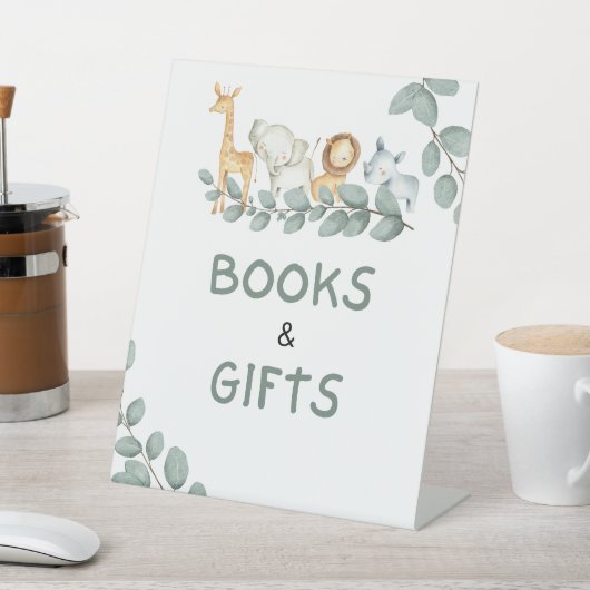 Boeken en cadeautjes Sign Boy Zoo Animals Baby sho Reclamebord Met Voetstuk (Insitu)