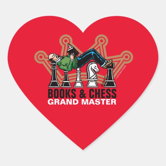 Boeken en Chess Grand Master Hart Sticker (Voorkant)