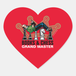 Boeken en Chess Grand Master Hart Sticker