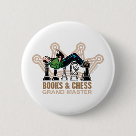 Boeken en Chess Grand Master Ronde Button 5,7 Cm
