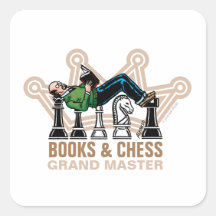 Boeken en Chess Grand Master Square Sticker