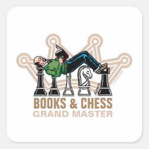 Boeken en Chess Grand Master Square Sticker