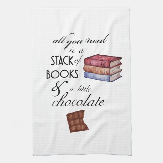 Boeken en chocolade alles wat je nodig hebt theedoek (Verticaal)