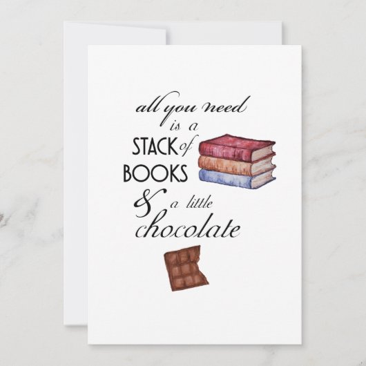 Boeken en chocolade alles wat u nodig hebt, Kaart (Voorkant)
