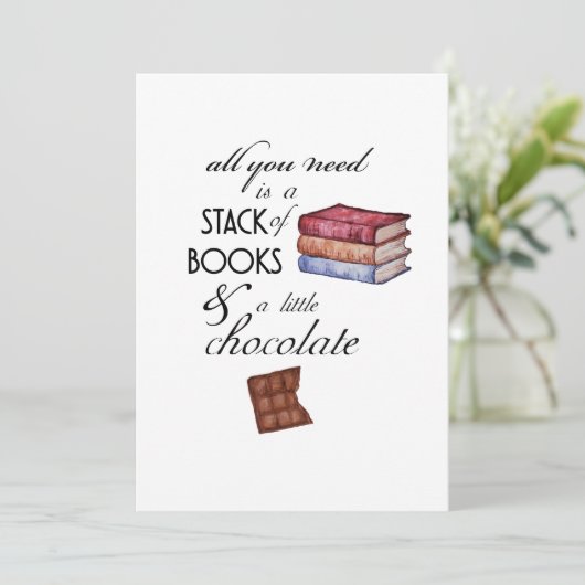 Boeken en chocolade alles wat u nodig hebt, Kaart (Staand voorkant)