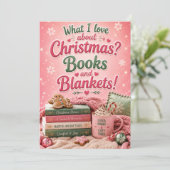 Boeken en dekens Grappige Kerst  Kaart (Staand voorkant)