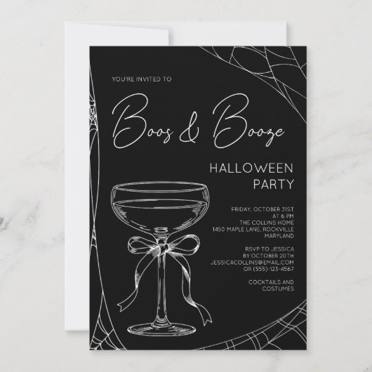 Boeken en drank Black Script Volwassen Halloween P Kaart (Voorkant)