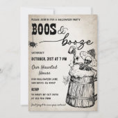 Boeken en drank Ghost Halloween Party Kaart (Voorkant)