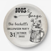 Boeken en drank Ghost Halloween Party Papieren Bordje (Voorkant)