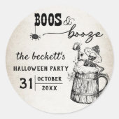 Boeken en drank Ghost Halloween Party Ronde Sticker (Voorkant)