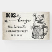 Boeken en drank Ghost Halloween Party Spandoek (Horizontaal)