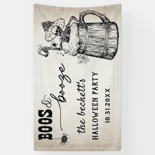 Boeken en drank Ghost Halloween Party Spandoek (Verticaal)