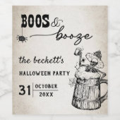 Boeken en drank Ghost Halloween Party Wijn Etiket (Enkel label)