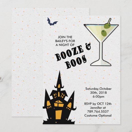 Boeken en drank Halloween Elegant Kaart (Voorkant / Achterkant)