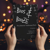 Boeken en drank Halloween Party Zwart-wit Kaart