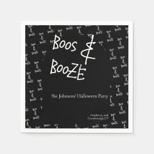 Boeken en drank Halloween Party Zwart-wit Servet