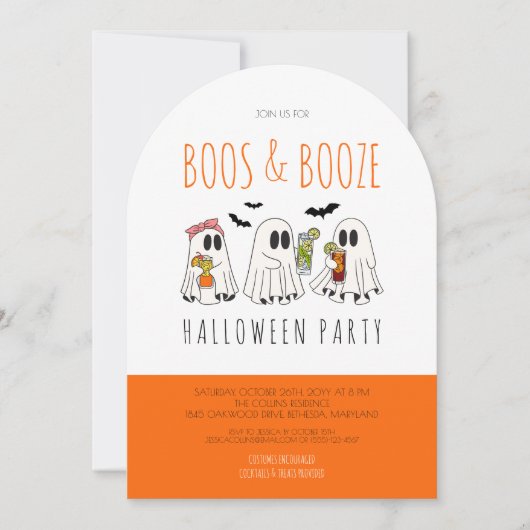 Boeken en drank Quote Ghost Adult Halloween Party Kaart (Voorkant)