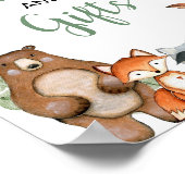 Boeken en geschenken baby shower met groen bosgebi poster (Hoek)