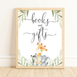 Boeken en geschenken baby shower poster