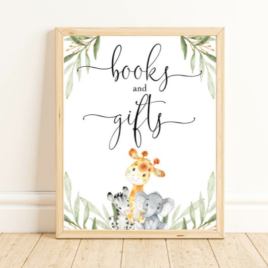 Boeken en geschenken baby shower poster
