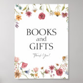 Boeken en geschenken Bloemen Baby shower teken Poster (Voorkant)