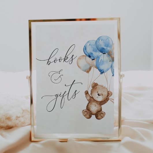 Boeken en geschenken Blue Teddy Bear Baby shower S Poster