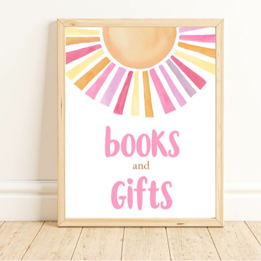 Boeken en geschenken boho zonneschijn roze geel si poster