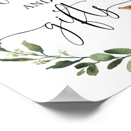 Boeken en geschenken bosgrond herten baby shower t poster (Hoek)