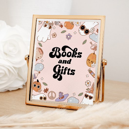 Boeken en geschenken Groovy Halloween Ghost Baby s Poster