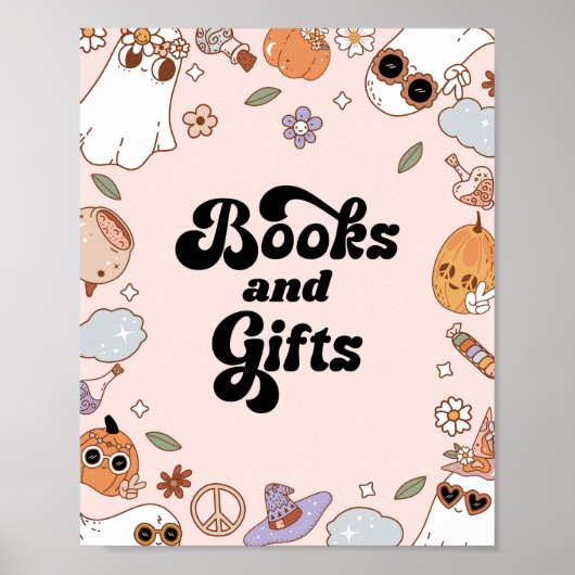 Boeken en geschenken Groovy Halloween Ghost Baby s Poster (Voorkant)