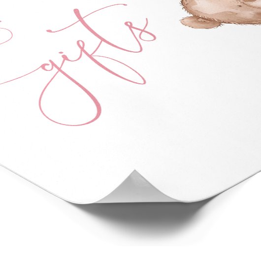 Boeken en geschenken Pink Teddy Bear Baby shower S Poster (Hoek)